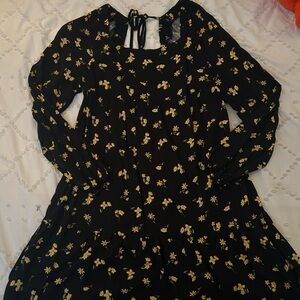 Floral Black and Yellow Dress